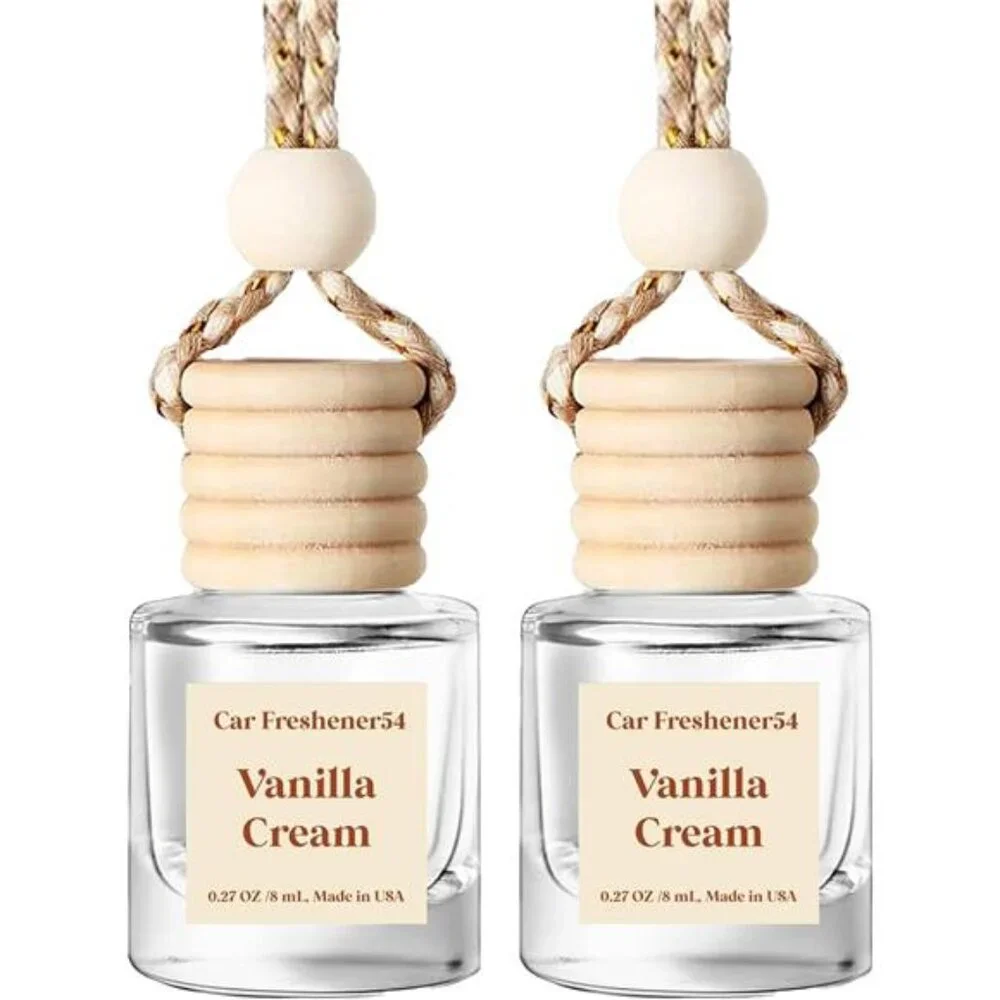 Car Air Freshener Hanging 2 Pack Vanilla Cream Air Freshener Diffuser for Cars,